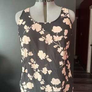 **3 for $15**George Black and Cream Tank Top Floral Style